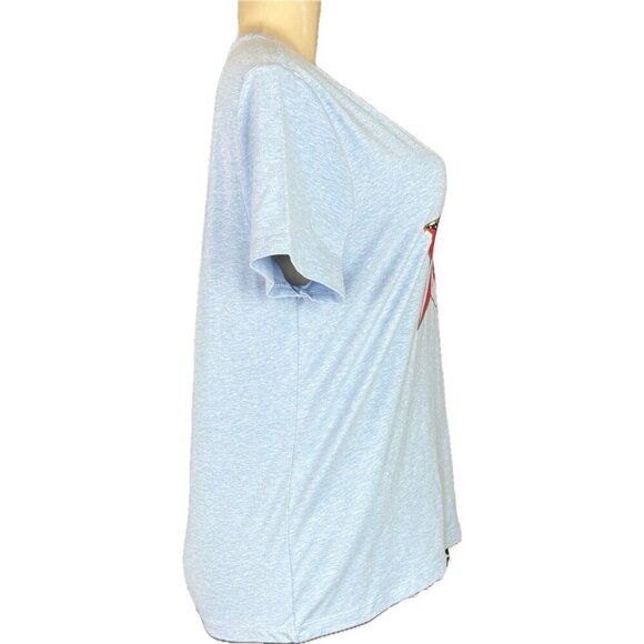 Tommy Hilfiger L Heather Blue Logo Star Graphic Crew Neckline Short Sleeve Tee - Picture 3 of 6